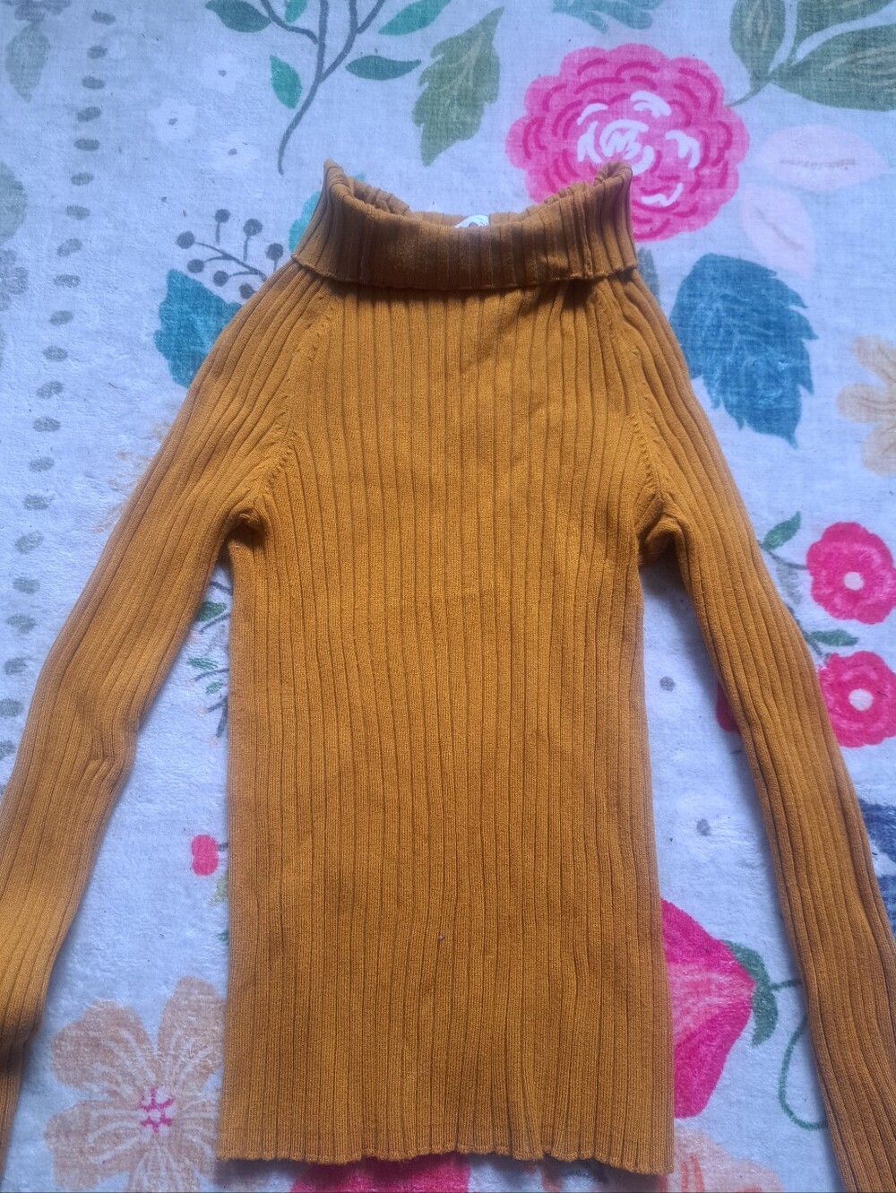 Zara Ribbed Cowl Neck Sweater - Mustard Yellow